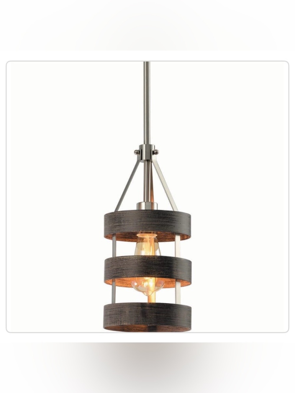 New volume lighting wood grain brushed nickel cylinder pendant light